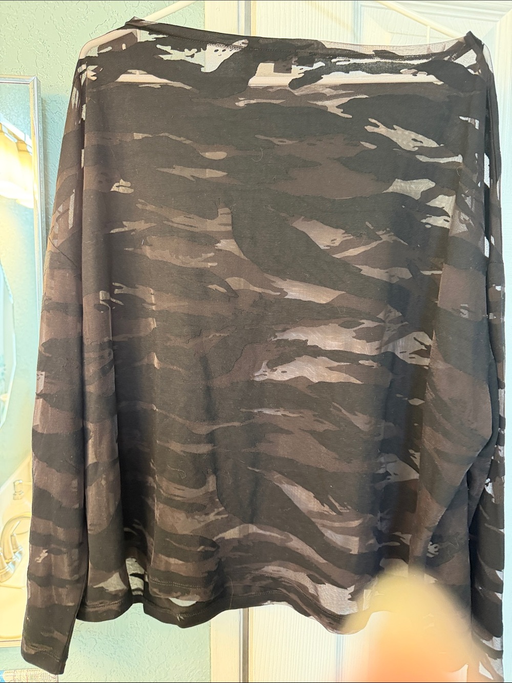 All Saints Womens’ Sheer Black Camouflage Long-Sleeve Tunic - Picture 3 of 3